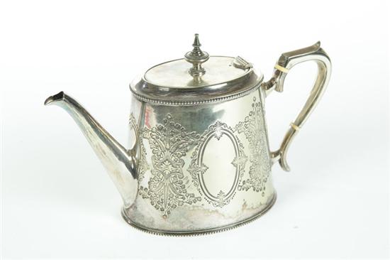 Appraisal: FEDERAL-STYLE SILVER TEAPOT Late th-early th century unmarked Tapering cylinder