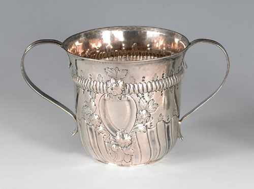 Appraisal: Georgian silver caudle cup ca - bearing the touch of