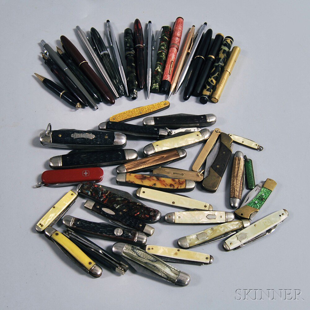 Appraisal: Collection of Vintage Penknives and Pens approximately twenty-nine knives including