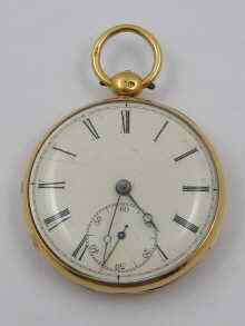 Appraisal: An carat gold open face pocket watch with fusee lever