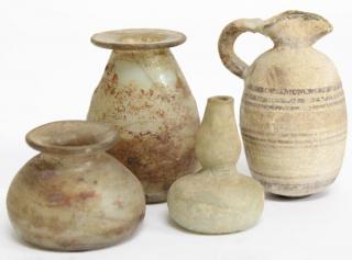 Appraisal: Group of Roman Comprising a gourd-shaped vase a short and