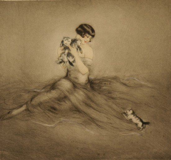 Appraisal: Louis Icart French - Little Kittens and Tender Lesson Two