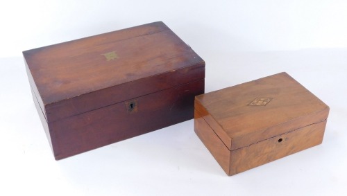 Appraisal: Two Victorian writing boxes comprising a thC walnut writing box