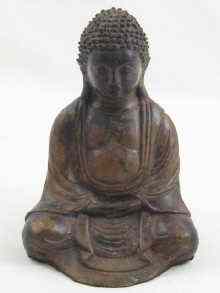 Appraisal: A bronze seated Buddha probably th c cm high