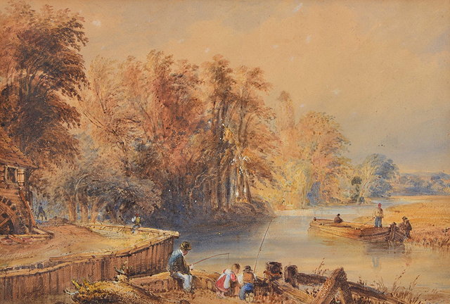 Appraisal: TH CENTURY ENGLISH SCHOOL AFTER JOHN CONSTABLE'The Young Waltonians' watercolour