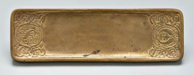 Appraisal: Tiffany bronze desk tray Zodiac pattern back marked quot Tiffany