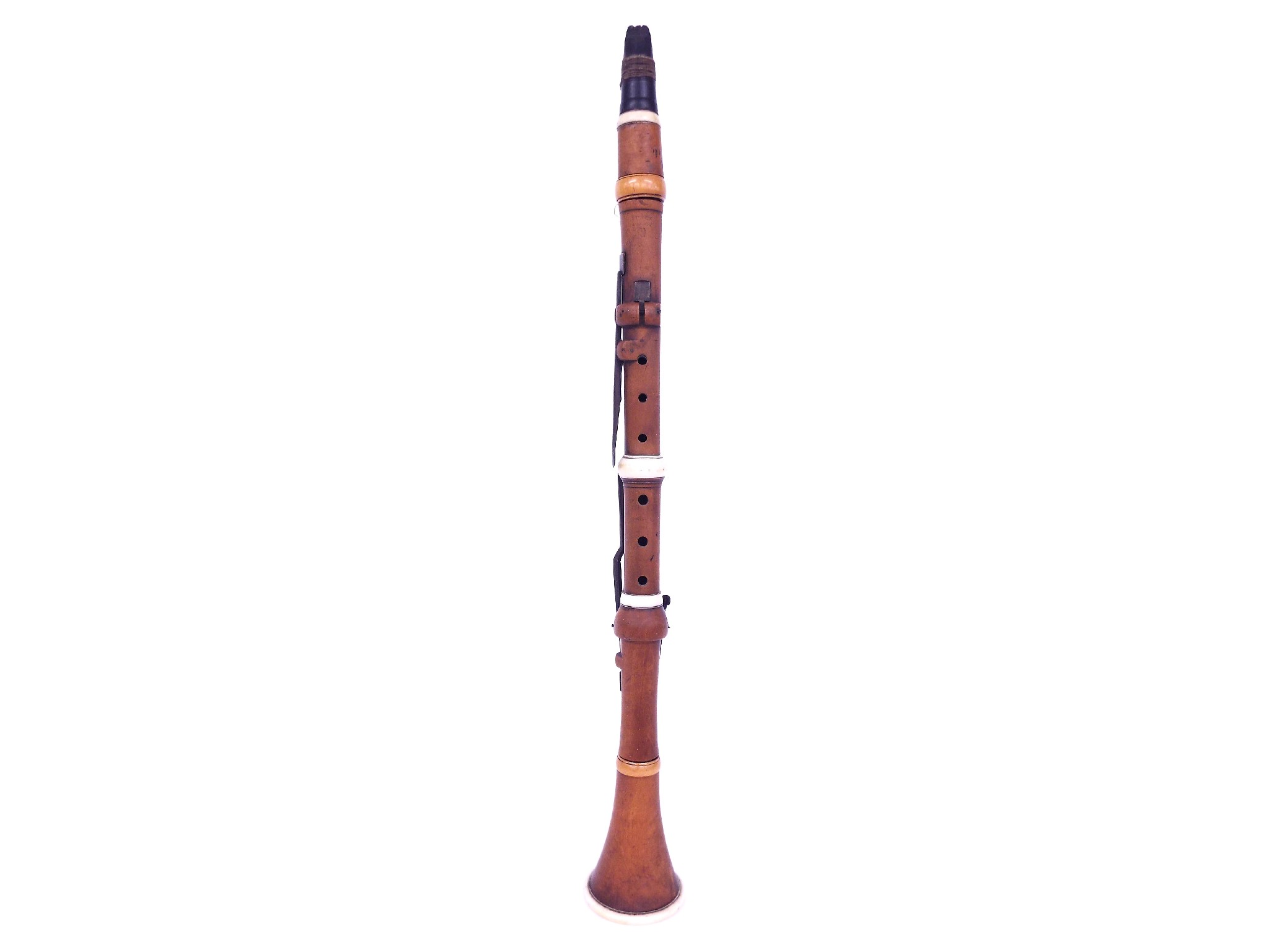 Appraisal: th century English boxwood and ivory mounted six keyed clarinet