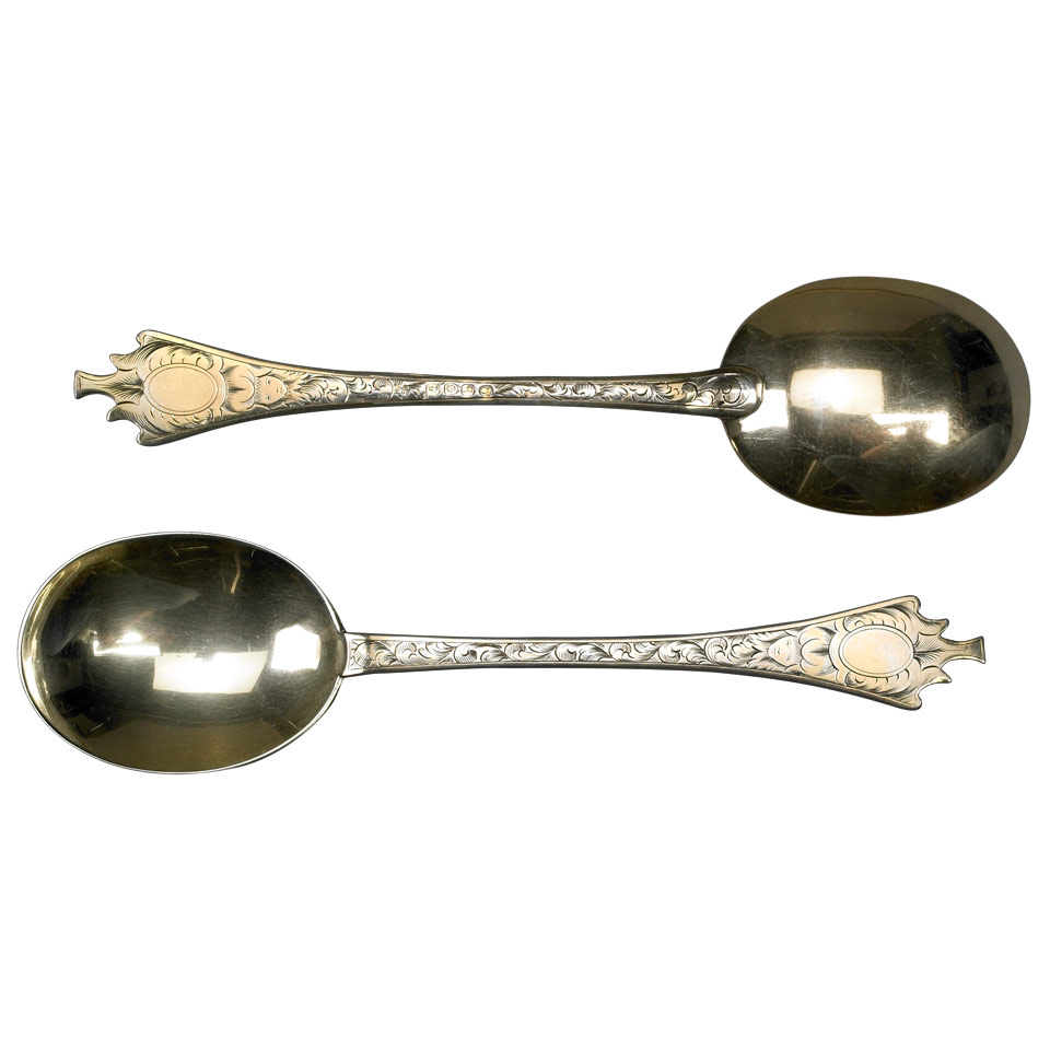 Appraisal: Pair of George III Silver-Gilt Berry Spoons in the late