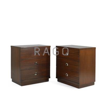 Appraisal: AMERICAN MODERN Pair of three drawer dressers ca Mahogany and