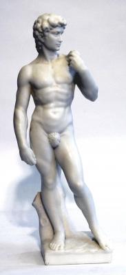 Appraisal: A WHITE MARBLE FIGURE of David after Michaelangelo high raised