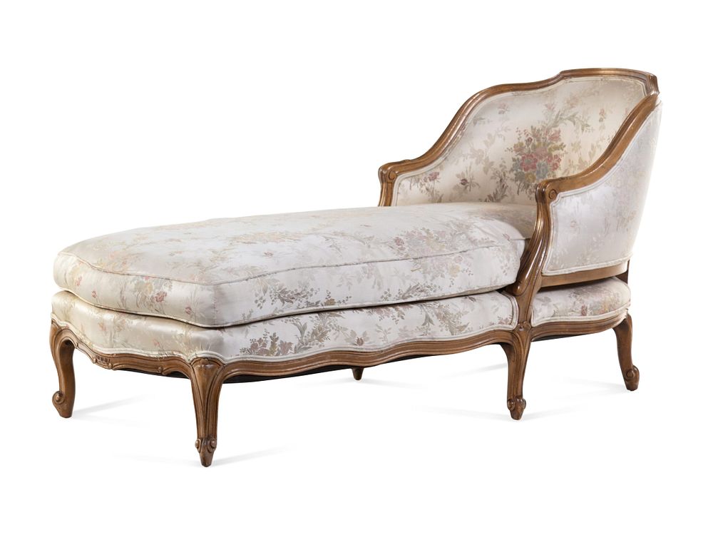 Appraisal: A Louis XV Style Carved Walnut Chaise Longue A Louis