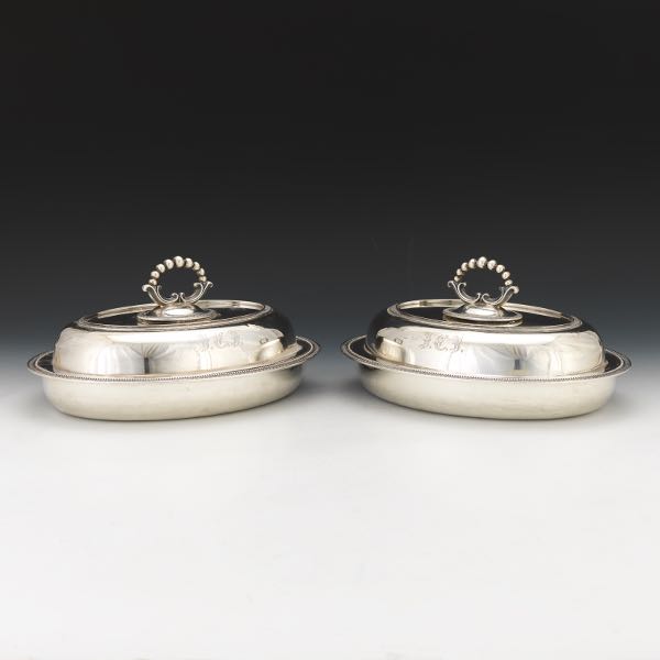 Appraisal: PAIR OF J MOORE SON FOR TIFFANY LIDDED CASSEROLE DISHES