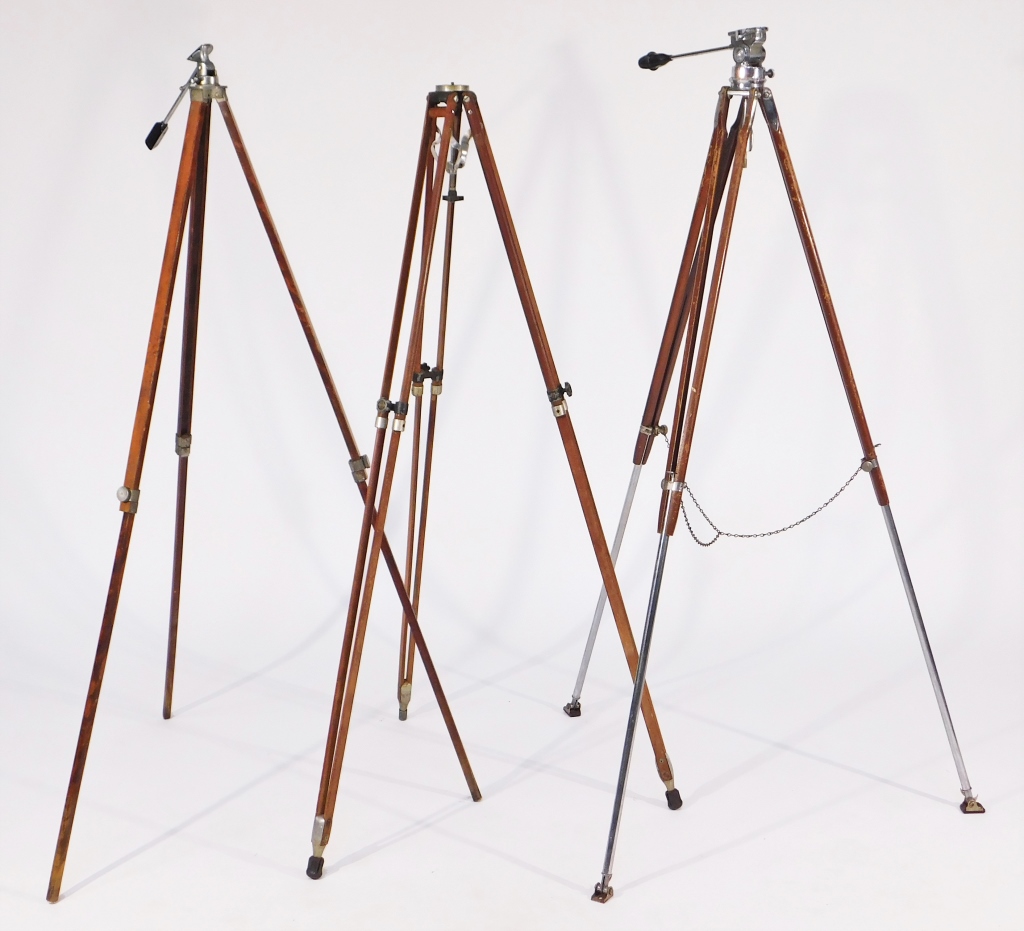 Appraisal: LOT OF WOODEN TRIPODS Lot of wooden tripods approximately -