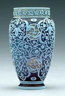 Appraisal: Tricolor Webb cameo vase lavender olive and white glass arabesque