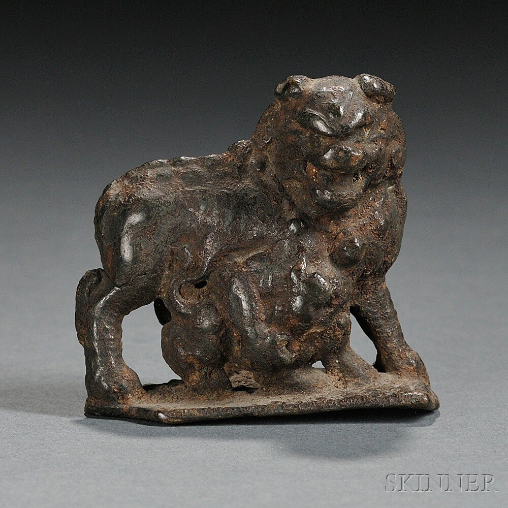 Appraisal: Bronze Sleeve-weight China in the shape of a lion standing