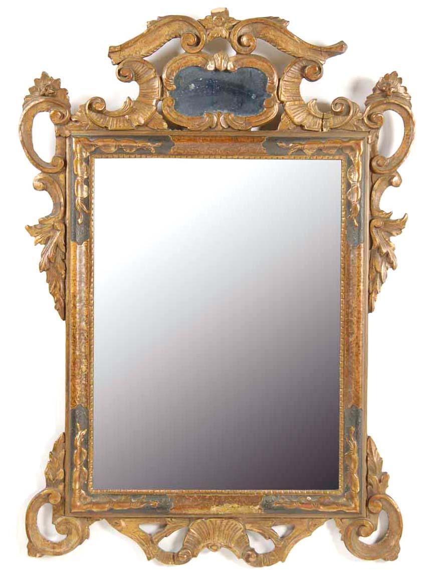 Appraisal: An Italian giltwood and painted wall mirror