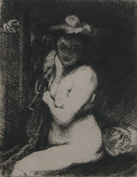 Appraisal: Albert Besnard French - Female nude Etching on paper the