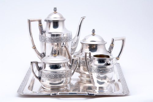 Appraisal: MASRIERA CARRERAS Rare five-piece silver coffee tea service comprising tea