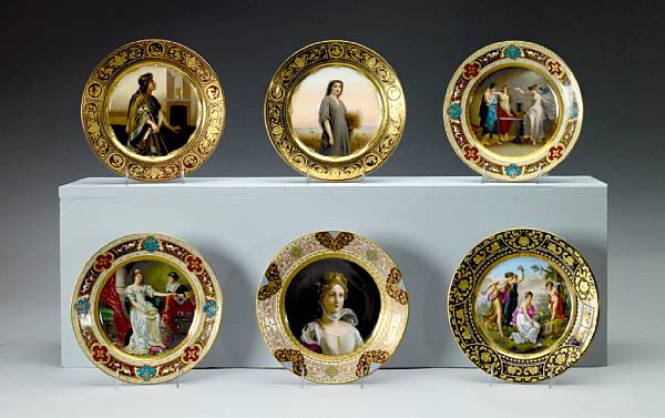 Appraisal: A group of six Vienna style porcelain cabinet plates late