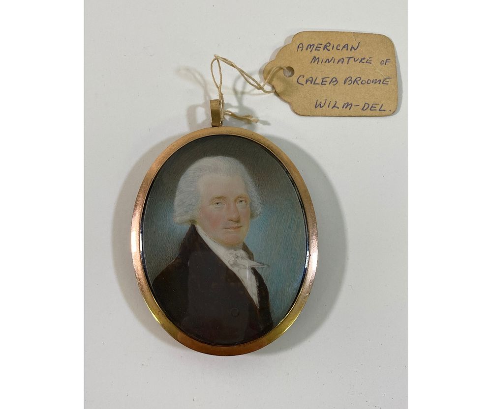 Appraisal: Early American Miniature Early American miniature portrait of Caleb Broome