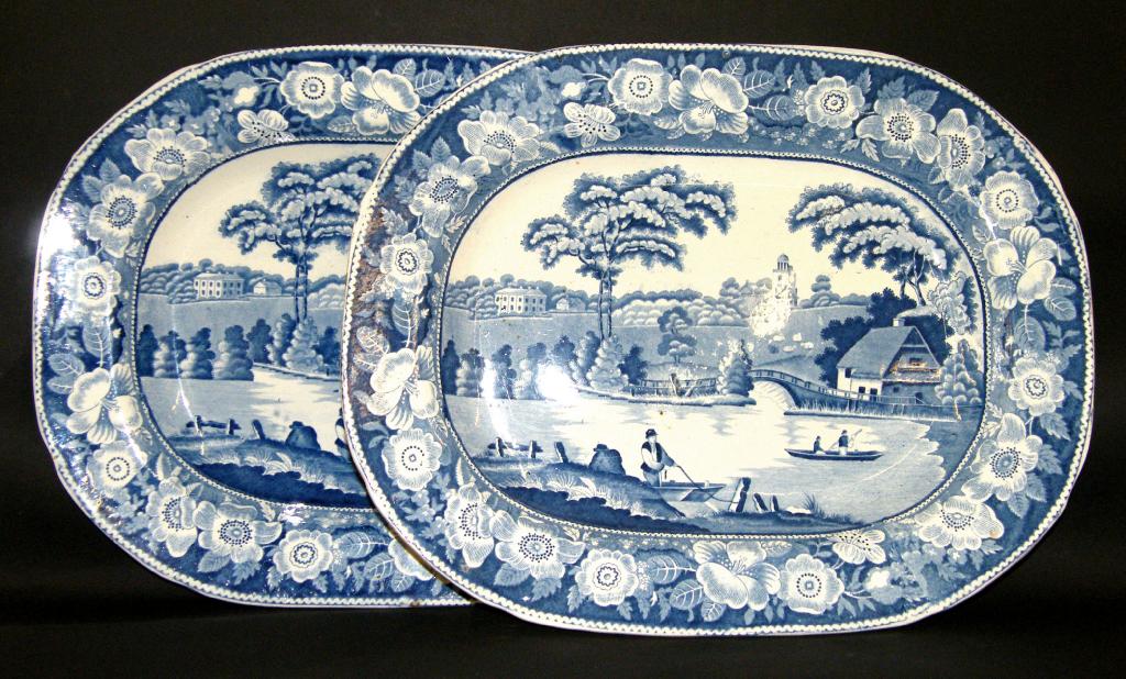 Appraisal: Pair of th century 'Wild Rose' pattern blue and white