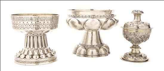 Appraisal: Three English Silver Vessels each having various chased and repousse