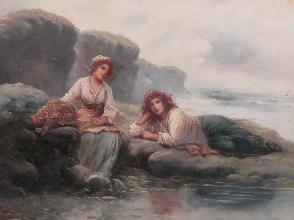 Appraisal: JOHN McCOLVIN Fisher-girls and On the Sea-shore signed oil on