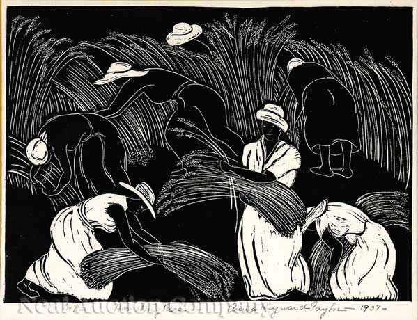 Appraisal: Anna Heywood Taylor American South Carolina - Harvesting Rice linocut