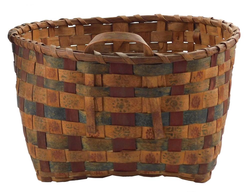 Appraisal: TRIBAL Native American early woven splint basket for berry picking