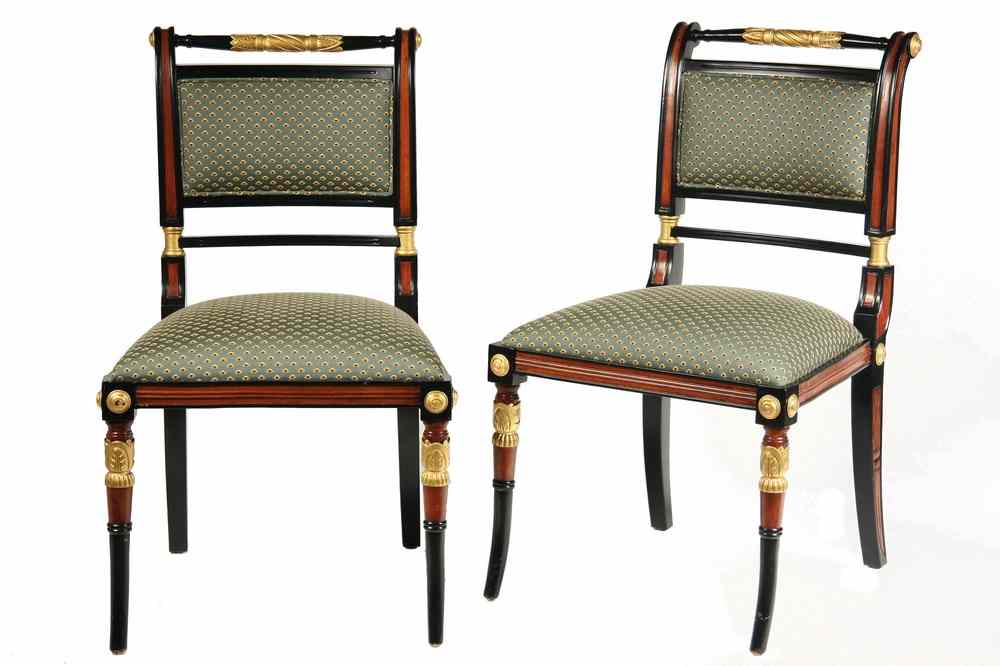 Appraisal: SIDE CHAIRS - Pair of hand carved replica classical form