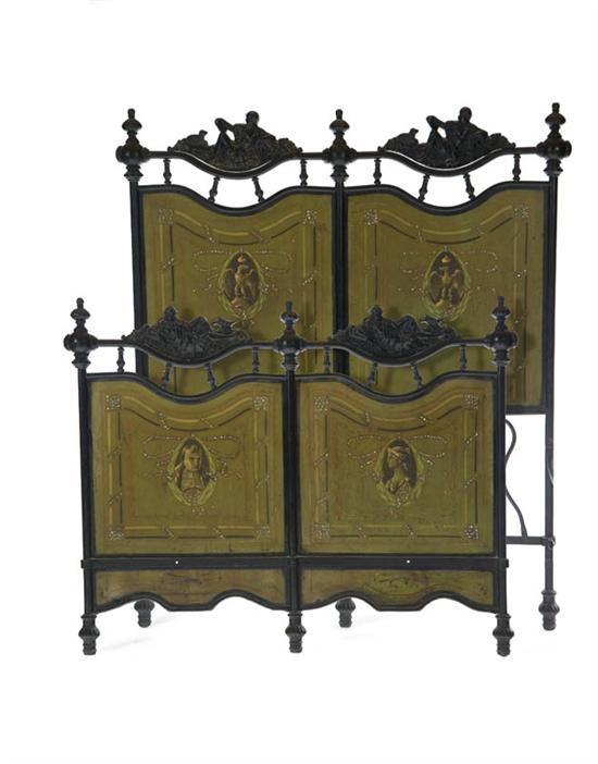 Appraisal: DECORATED BED European nd half- th century cast iron and