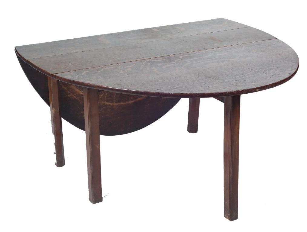 Appraisal: GEORGE III OAK GATELEG DINING TABLE the oval top raised