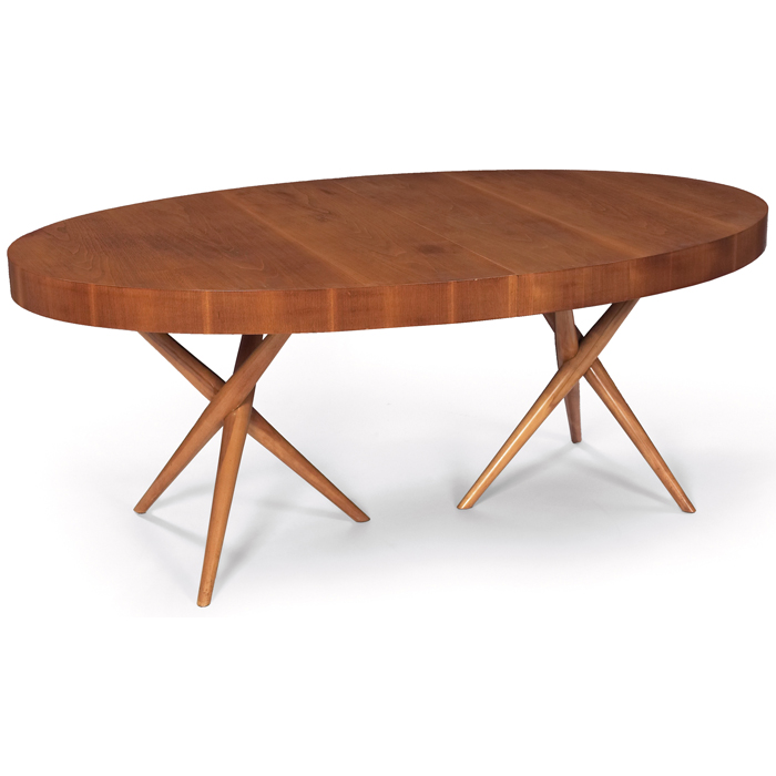 Appraisal: T H Robsjohn-Gibbings dining table by Widdicomb mahogany oval top