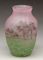 Appraisal: DAUM PRAIRIE VASE Exceptional Daum prairie vase has rich green