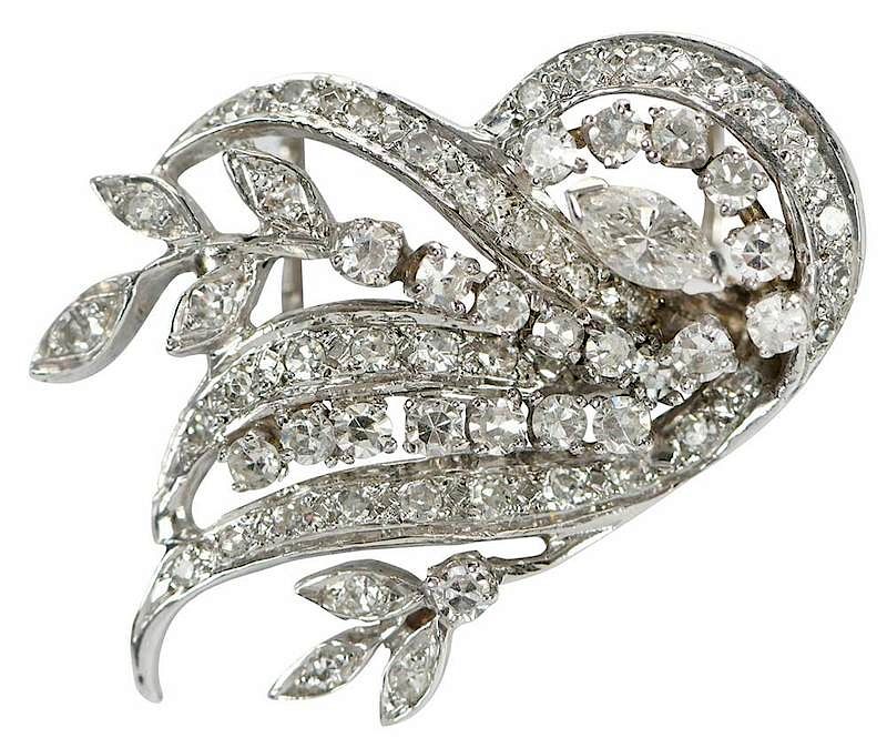 Appraisal: kt Diamond Pendant retro foliate design one marquise and approx