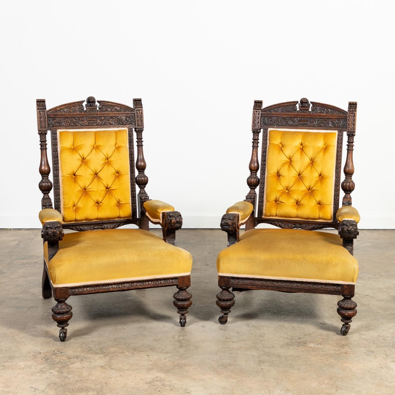 Appraisal: PAIR RENAISSANCE REVIVAL CARVED OAK CHAIRS American late th early