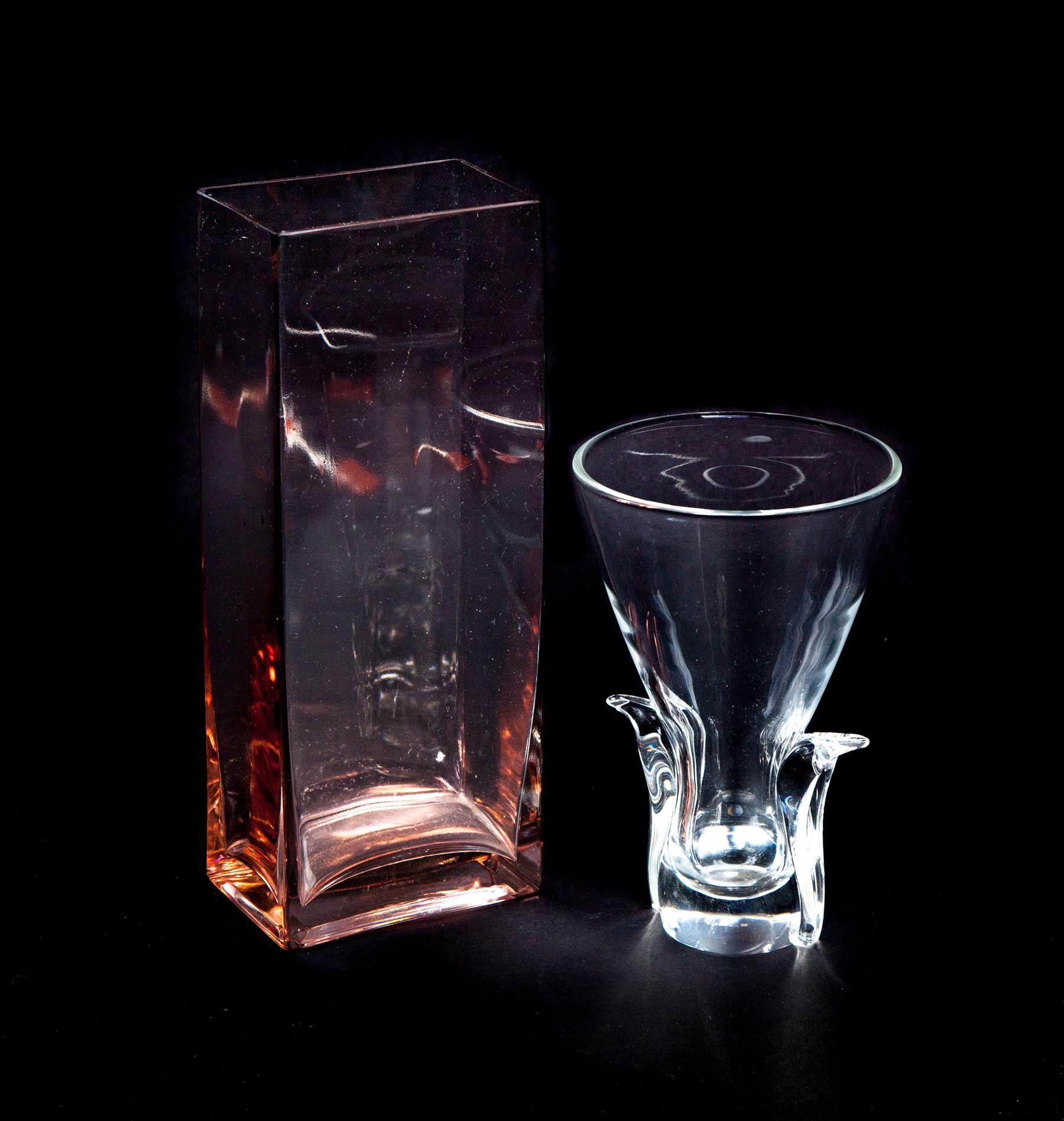 Appraisal: TWO PIECES OF TH-CENTURY GLASS ONE IS STEUBEN Steuben cylindrically-shaped