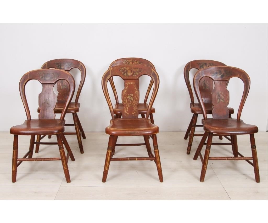 Appraisal: Set of six balloon back side chairs th c all