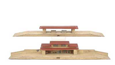 Appraisal: Hornby Dublo -Rail Pre-war a pair of unboxed wooden station