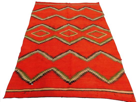 Appraisal: TRIBAL Navajo transitional blanket c - red ground with black