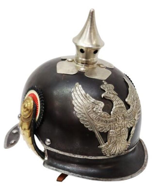 Appraisal: Reproduction German Pickelhaube believed to be Model helmet steel displaying