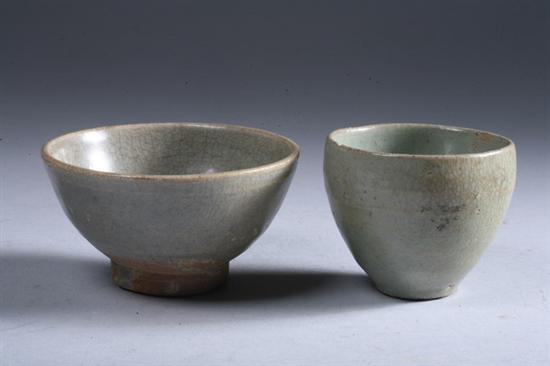 Appraisal: KOREAN CELADON STONEWARE CUP Koryo Dynasty Together with a bowl