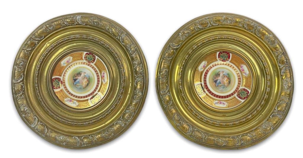 Appraisal: Atq Royal Schwarzburg Plates w Brass FramesPlates in good condition