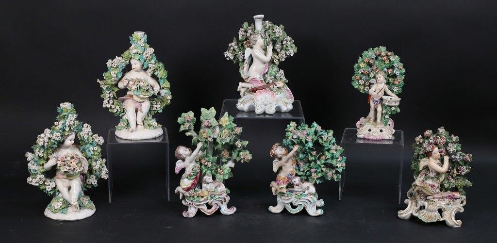 Appraisal: CUPID BOCAGE CANDLESTICKS FIGURES bocage porcelain candlesticks and figures including