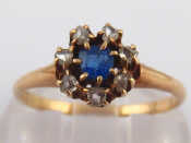 Appraisal: A yellow metal tests carat gold sapphire and rose cut