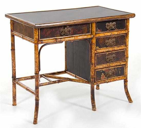 Appraisal: Aesthetic Movement bamboo and lacquer desk late th century flat