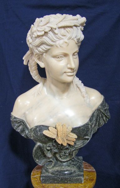 Appraisal: Victorian Style Bust Tri-color marble bust Measures high Age unknown