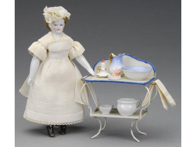 Appraisal: Biedermeier Dollhouse Doll MN An antique Biedermeier china dollhouse doll