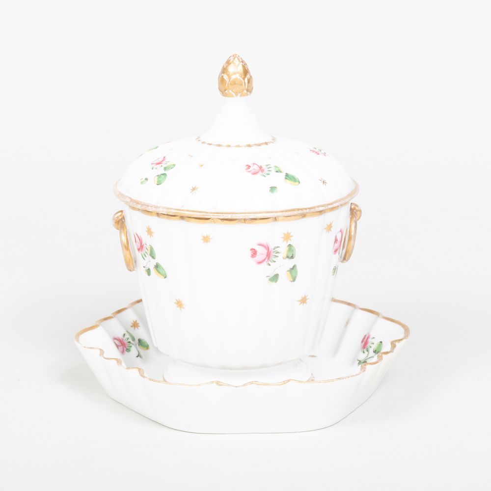 Appraisal: Continental Porcelain Fluted Sugar Bowl and Cover and Lobed Teapot