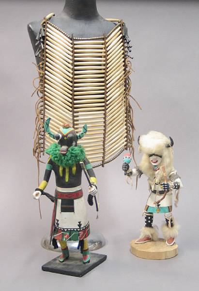 Appraisal: Three Native American items Including two Hopi kachina dolls one